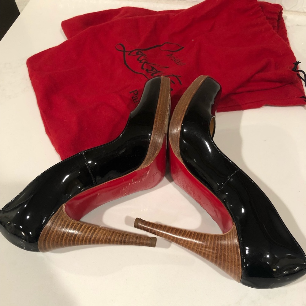 Black Patent Pigalle Plato Wooden Stacked Pumps